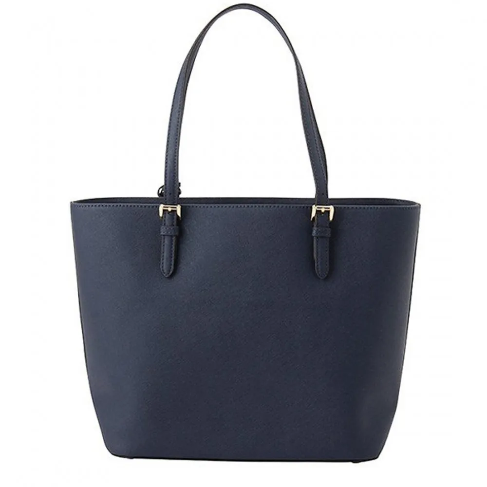 Michael Kors Jet Set Leather Medium Pocket Multifunction Tote Bag- Navy