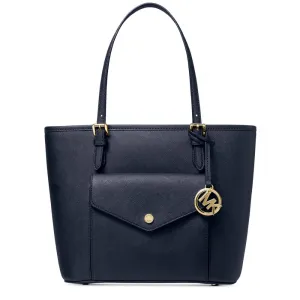 Michael Kors Jet Set Leather Medium Pocket Multifunction Tote Bag- Navy