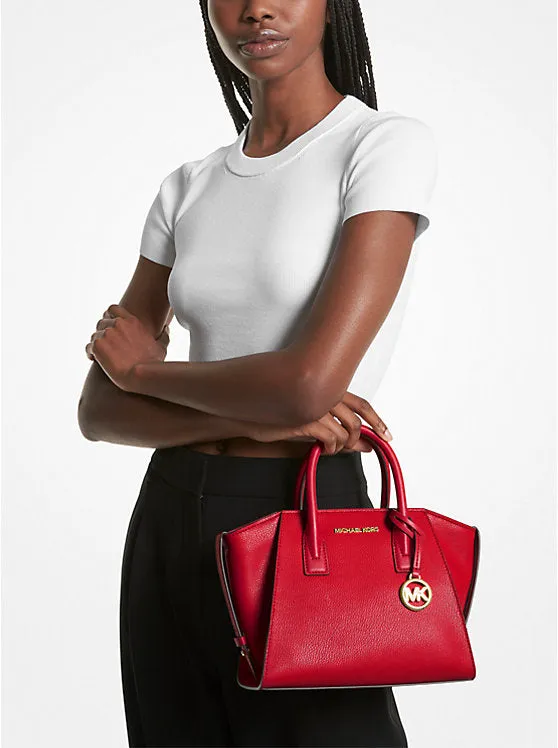 Micheal Kors Avril Small Leather Top-Zip Satchel Bright Red
