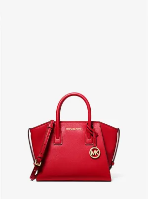 Micheal Kors Avril Small Leather Top-Zip Satchel Bright Red