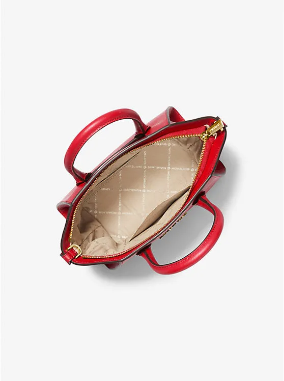 Micheal Kors Avril Small Leather Top-Zip Satchel Bright Red