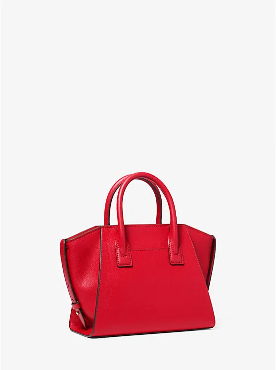 Micheal Kors Avril Small Leather Top-Zip Satchel Bright Red