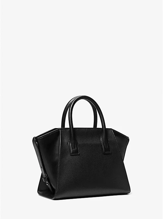 Micheal Kors Avril Small Studded Patchwork and Signature Logo Satchel Black