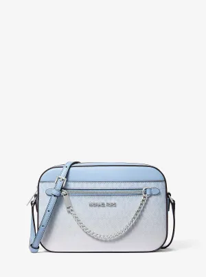 Micheal Kors Jet Set Large Ombre Signature Logo Crossbody Body Light Sky