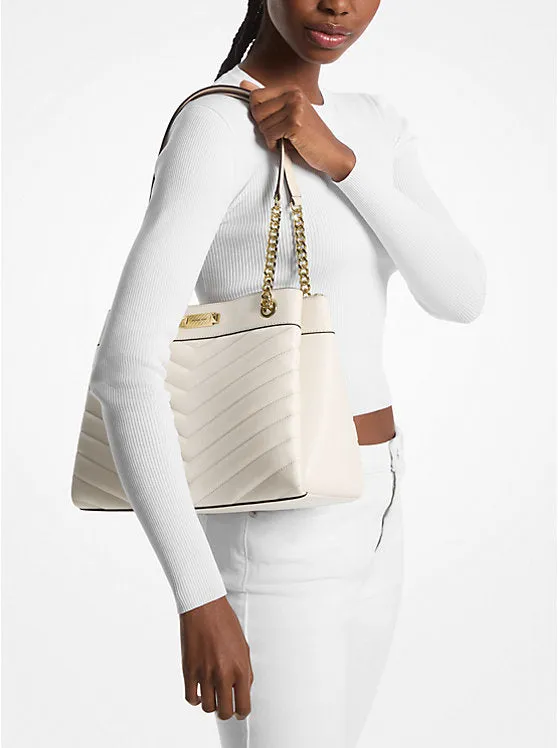 Micheal Kors Whitney Medium Quilted Tote Bag Lt Cream