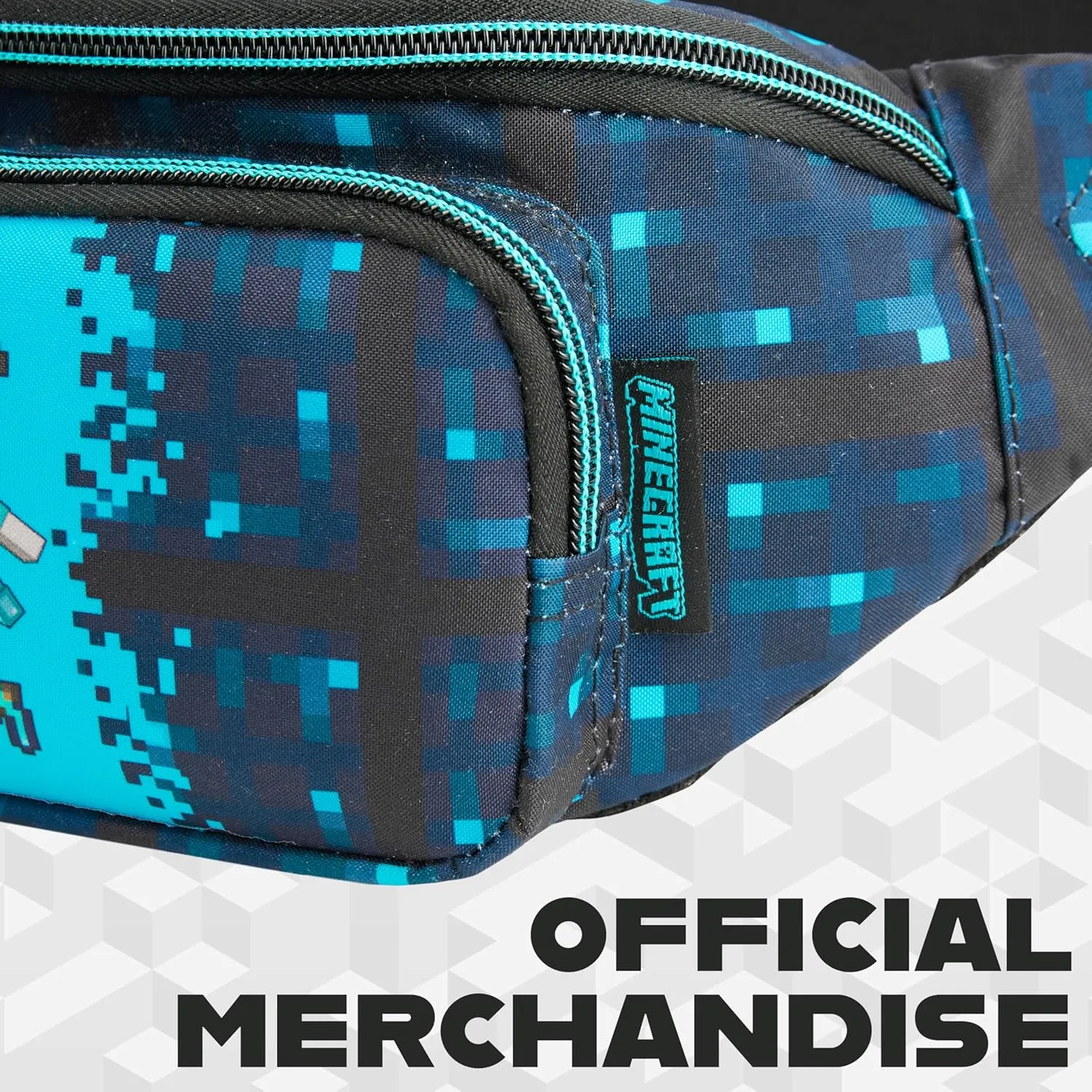 Minecraft Boys Fashion Waist Pack with Adjustable Strap, Creeper Travel Bag - Gamer Gifts (Blue)
