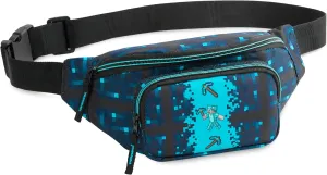 Minecraft Boys Fashion Waist Pack with Adjustable Strap, Creeper Travel Bag - Gamer Gifts (Blue)