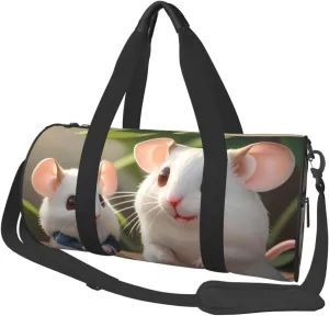 Mother And Child Rats* Round Large Capacity Foldable Duffel Bag For Women Men, Gym Tote, Sports Duffel.