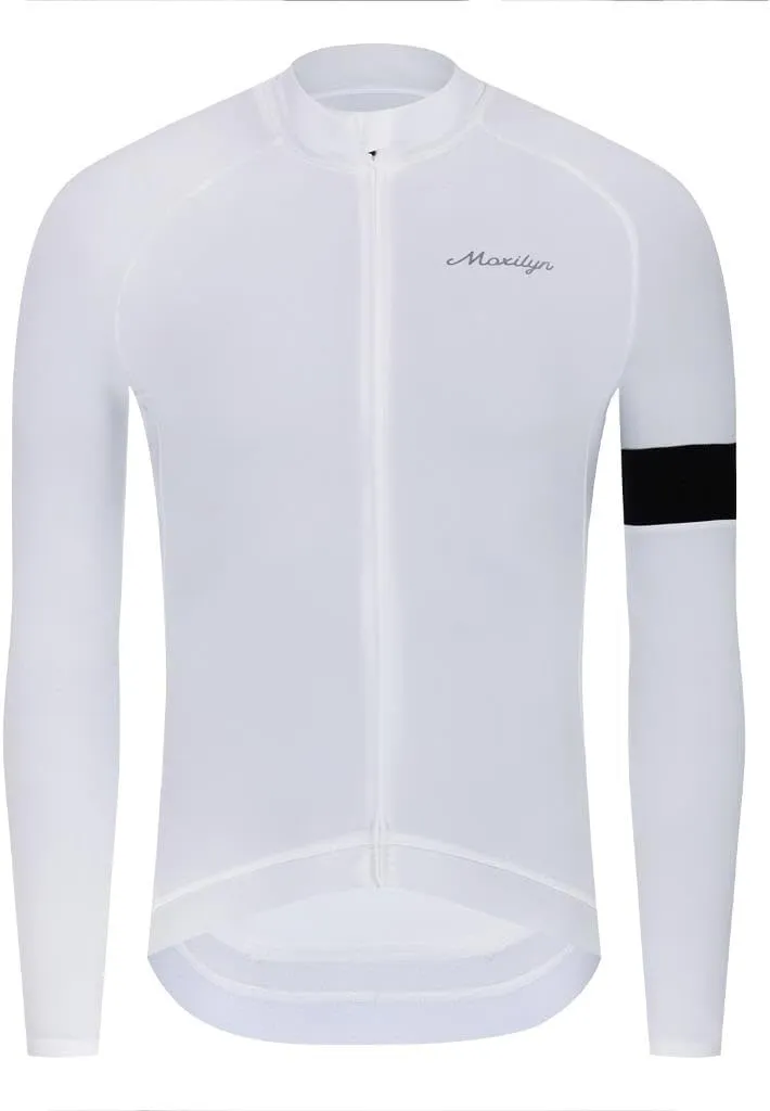 MOXILYN Winter Men's Cycling Jerseys Long Sleeve Thermal Fleece Cold Weather Cycling Jackets Warm Bike Tops Zipper Pocket