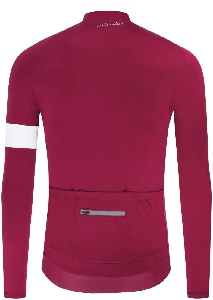 MOXILYN Winter Men's Cycling Jerseys Long Sleeve Thermal Fleece Cold Weather Cycling Jackets Warm Bike Tops Zipper Pocket
