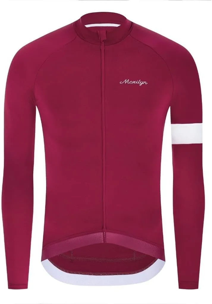 MOXILYN Winter Men's Cycling Jerseys Long Sleeve Thermal Fleece Cold Weather Cycling Jackets Warm Bike Tops Zipper Pocket