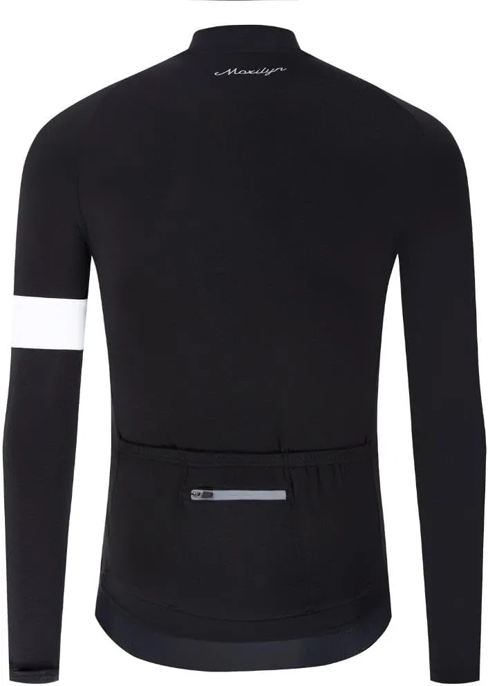 MOXILYN Winter Men's Cycling Jerseys Long Sleeve Thermal Fleece Cold Weather Cycling Jackets Warm Bike Tops Zipper Pocket
