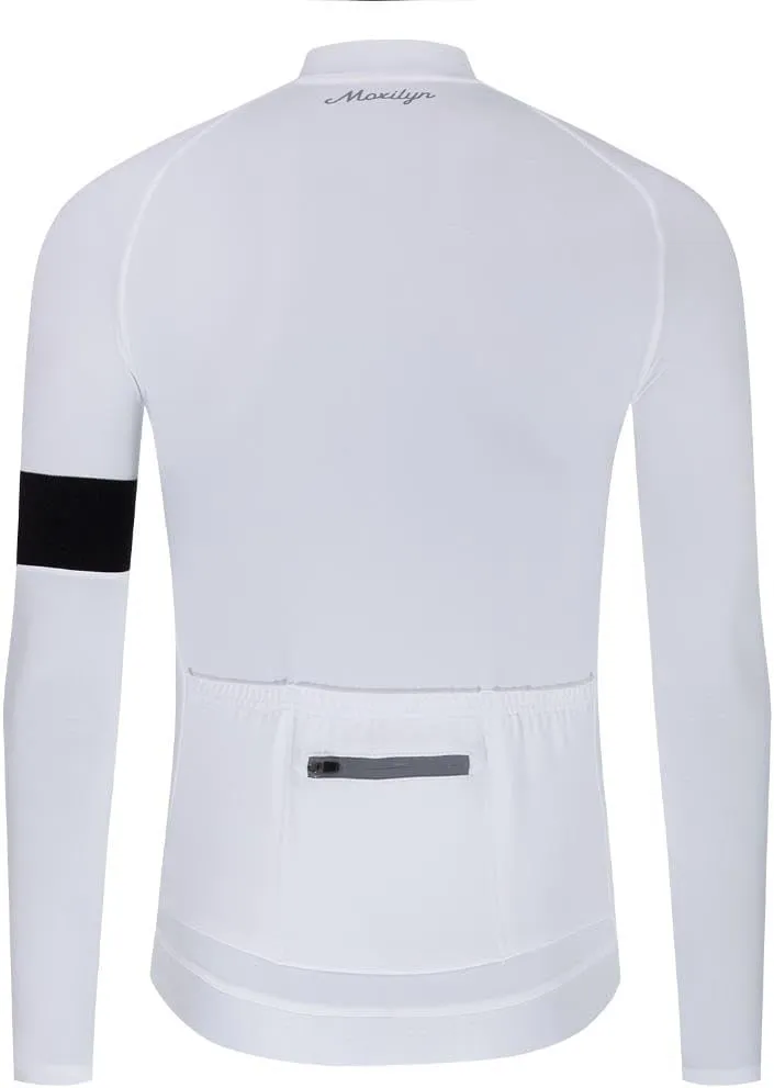 MOXILYN Winter Men's Cycling Jerseys Long Sleeve Thermal Fleece Cold Weather Cycling Jackets Warm Bike Tops Zipper Pocket