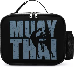 Muay Thai Box Travel Lunch Bags Leather Insulated Tote Bag with Detachable Buckled Handle to-Go Food Containers