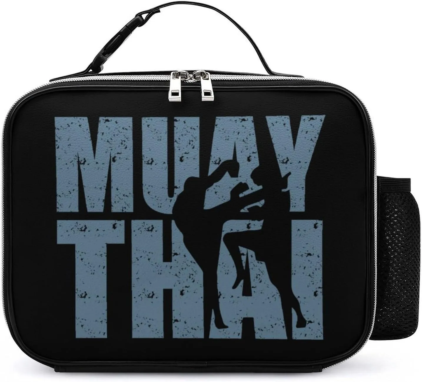 Muay Thai Box Travel Lunch Bags Leather Insulated Tote Bag with Detachable Buckled Handle to-Go Food Containers