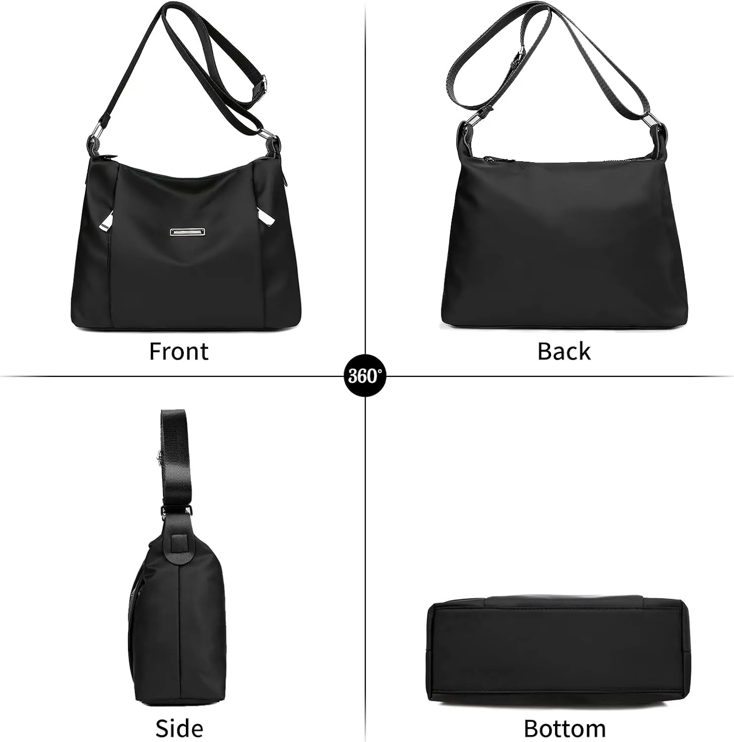 Multi Pocket Crossbody Bag for Women Waterproof Nylon Purse Handbags Hobo Shoulder Bag Casual Messenger Bag