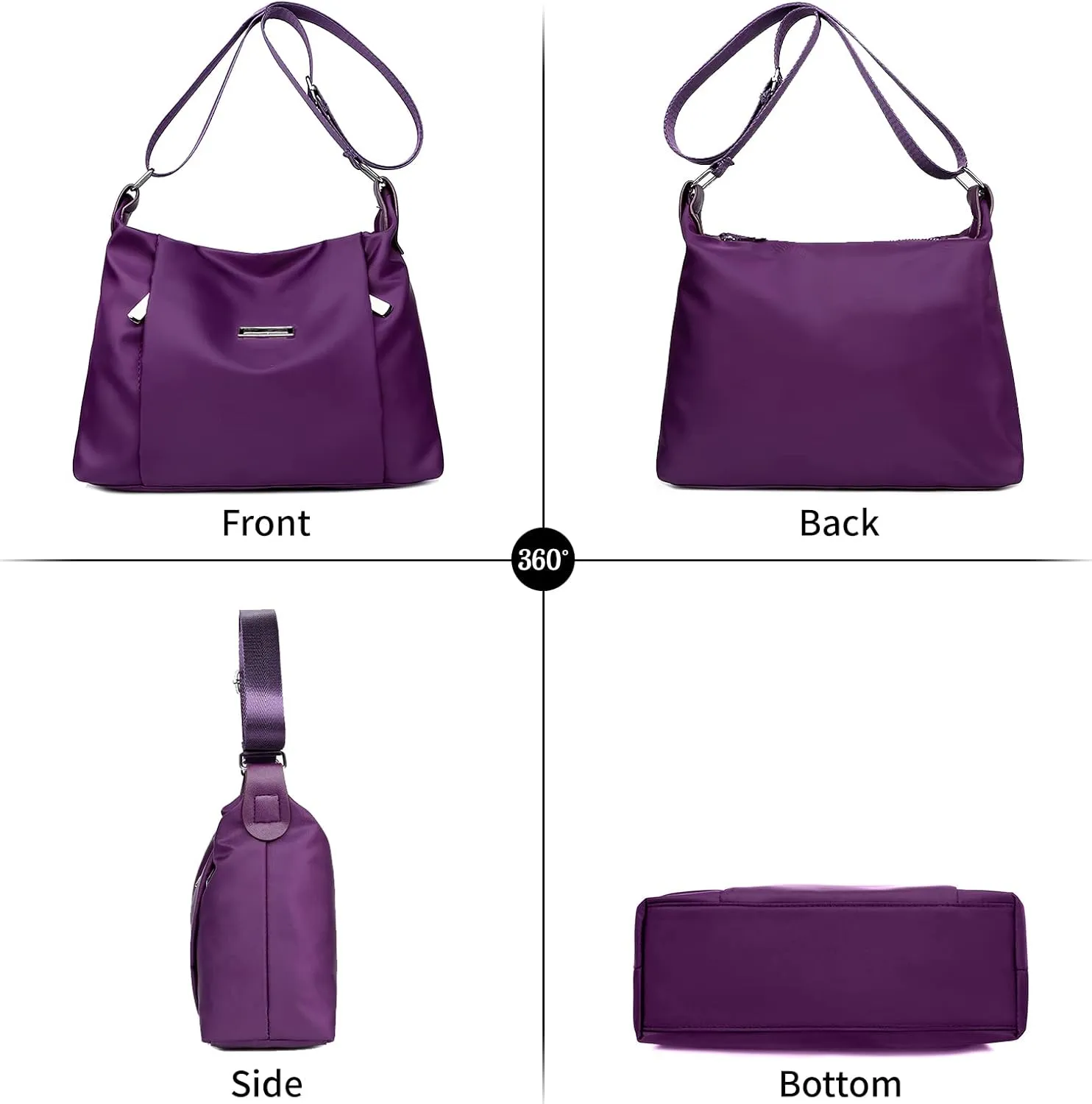 Multi Pocket Crossbody Bag for Women Waterproof Nylon Purse Handbags Hobo Shoulder Bag Casual Messenger Bag