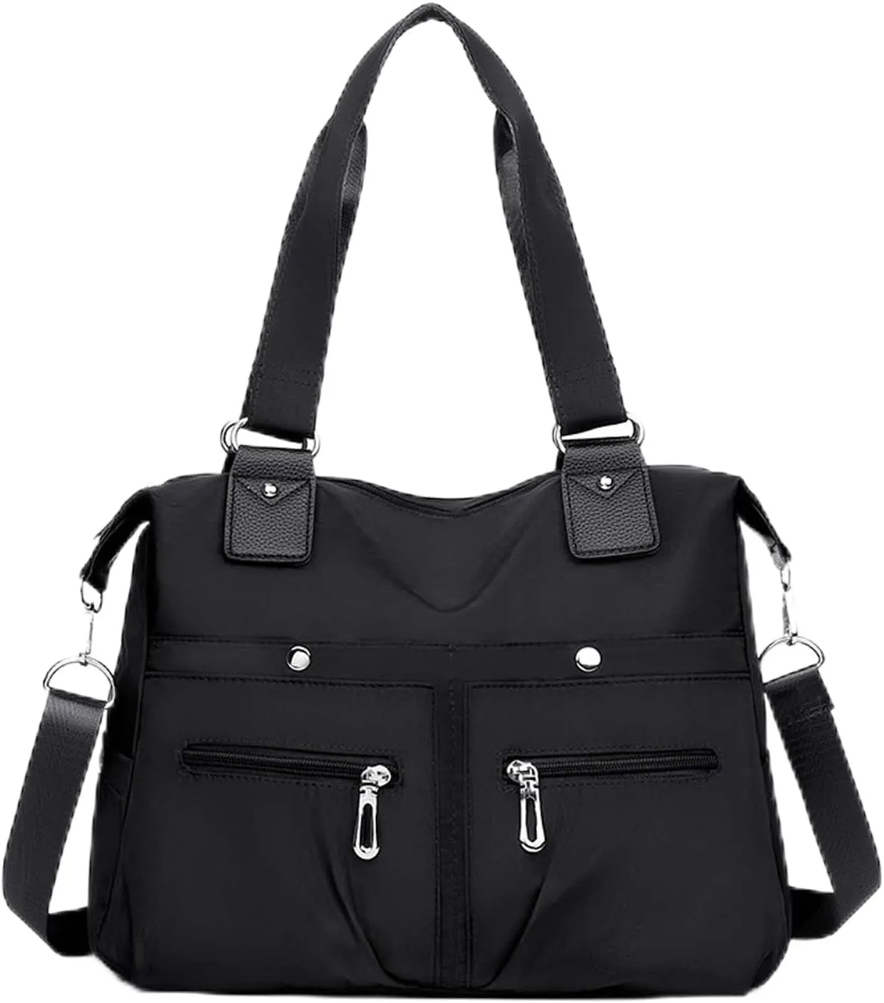 Multi Pocket Nylon Shoulder Bag, Lightweight Large Capacity Multifunctional Bag Suitable for Outdoor Travel Hiking Use