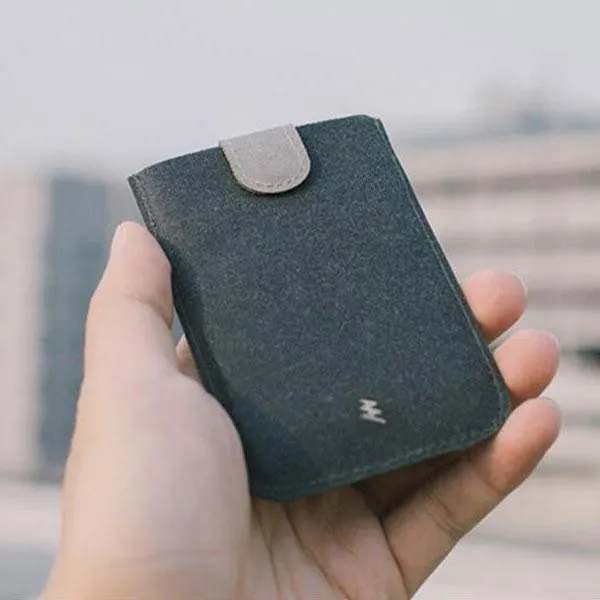 Multifunction Waterproof Card Holder Stack Up Pull Out Slim Wallet Black & Gradient Gray