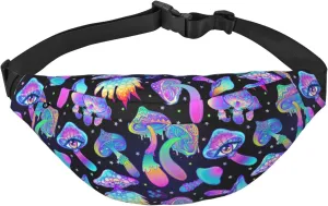 Mushroom Large Crossbody Fanny Pack Belt Bag With 3 Zipper Pockets, Gifts For Sports Festival Workout Traveling Running Casual Hands Free Waist Pack Wallets Phone Bag