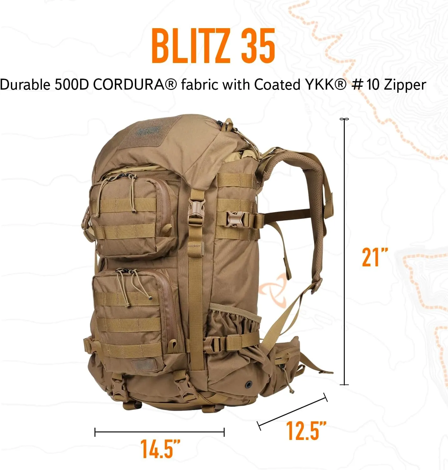 Mystery Ranch Blitz 35 Backpack - Tactical Daypack Molle Hiking Packs, 35L, S/M, Coyote