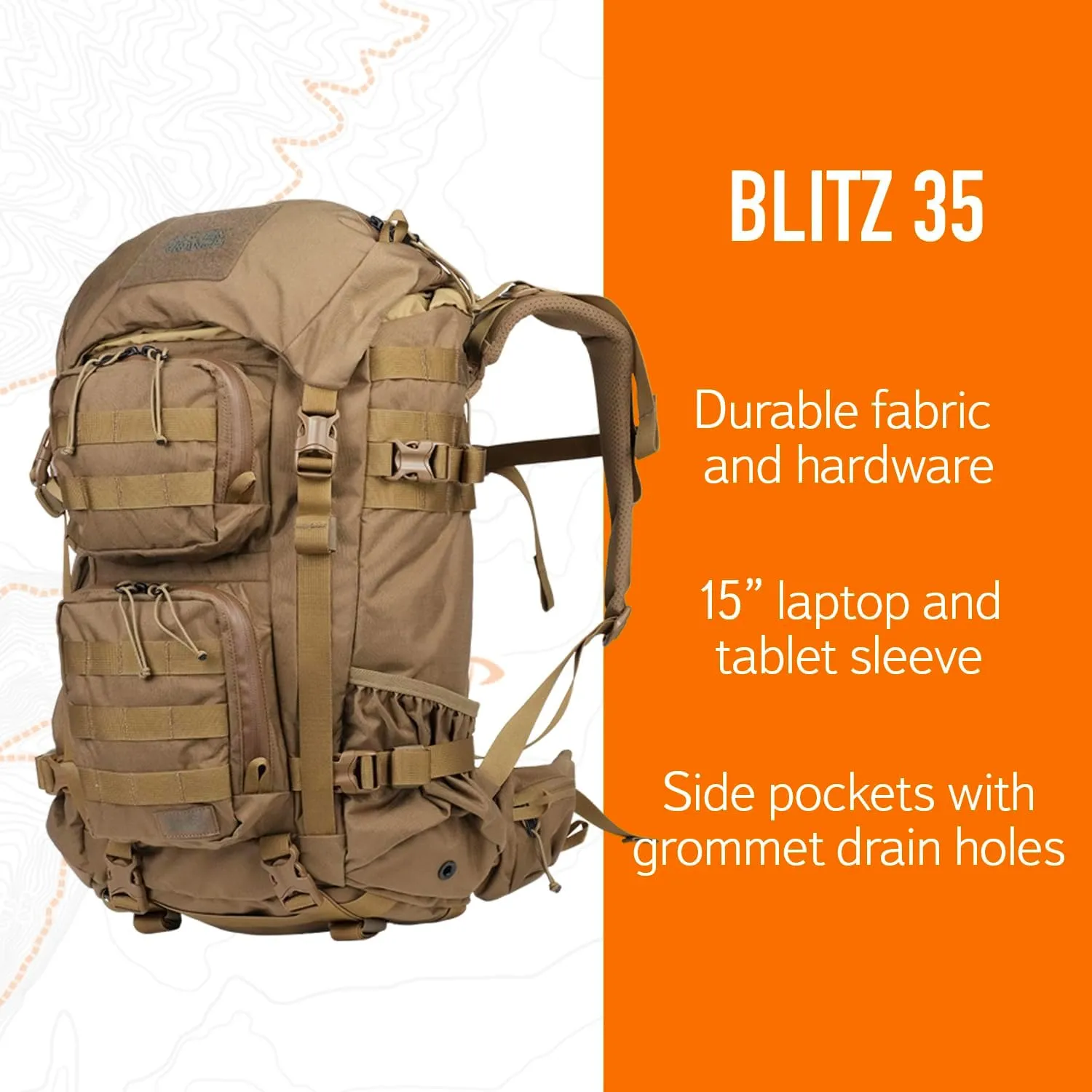 Mystery Ranch Blitz 35 Backpack - Tactical Daypack Molle Hiking Packs, 35L, S/M, Coyote