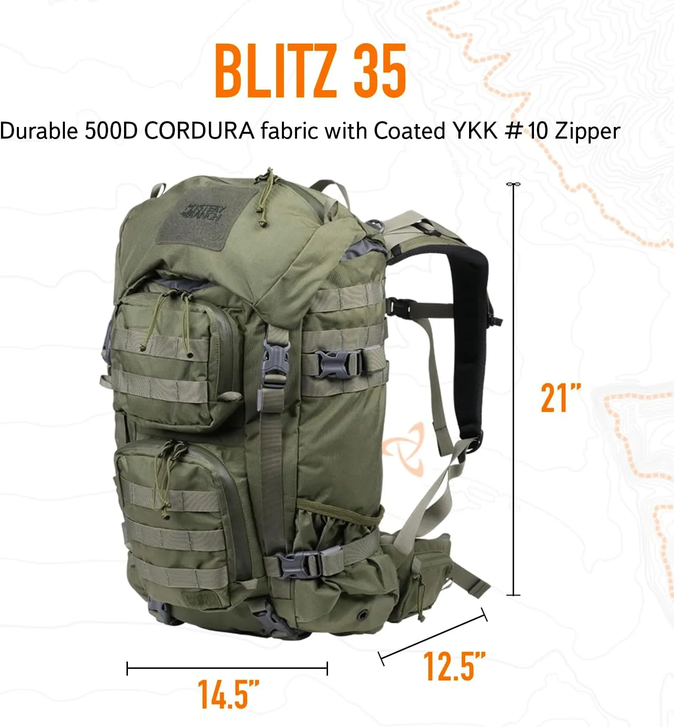 Mystery Ranch Blitz 35 Backpack - Tactical Daypack Molle Hiking Packs, 35L, S/M, Forest