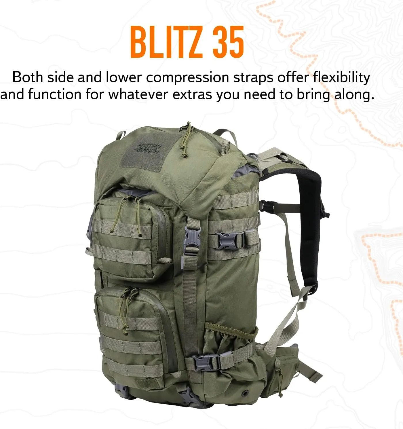 Mystery Ranch Blitz 35 Backpack - Tactical Daypack Molle Hiking Packs, 35L, S/M, Forest