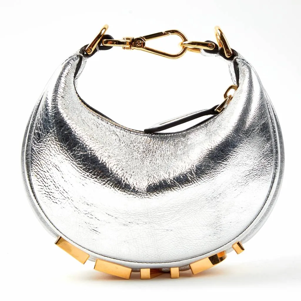 Nano Fendigraphy Silver leather charm