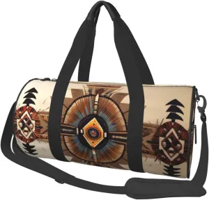Native American Painting* Round Large Capacity Foldable Duffel Bag For Women Men, Gym Tote, Sports Duffel.