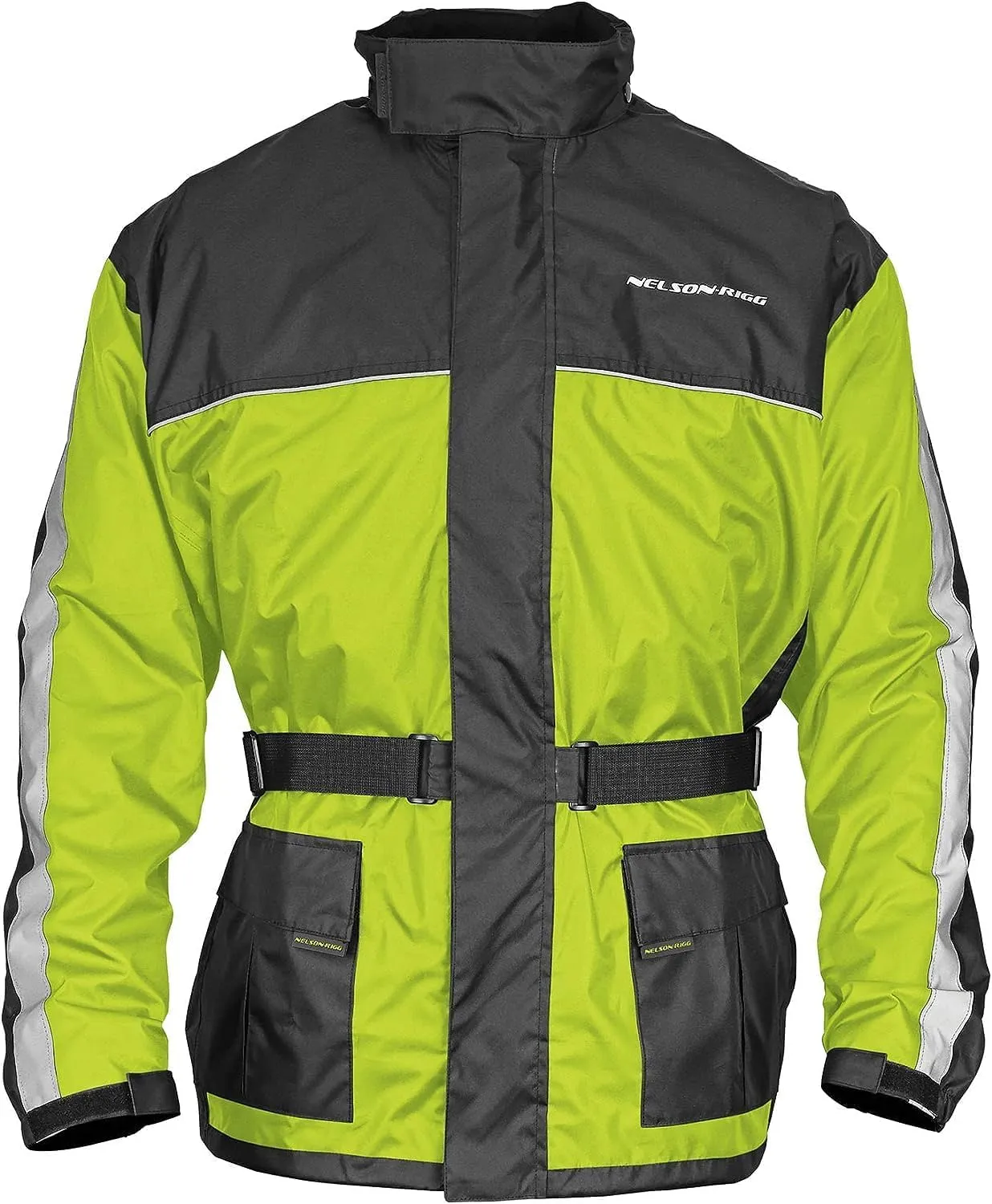 Nelson Rigg Solo Storm Rain Jacket, Waterproof, Breathable, and Packable (Hi-Vis Yellow/Black, Large)