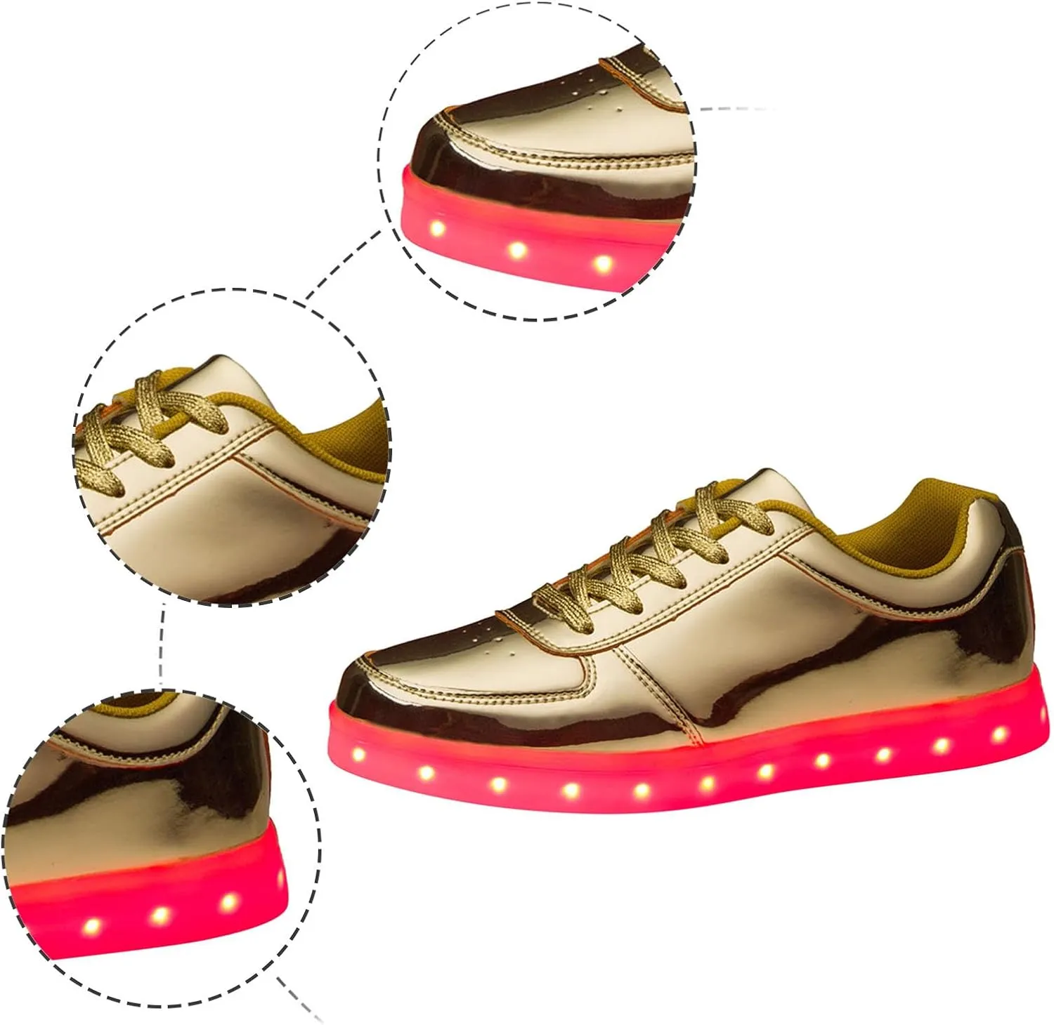New Colorful LED Luminous Shoes Korean Version Couple USB Charging Sports Board Shoes Low Top Gold Silver Sports Shoes Charged Shoe