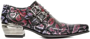 New Rock 7960 Mens Embossed Vintage Leather Buckle Steel Heel Shoes