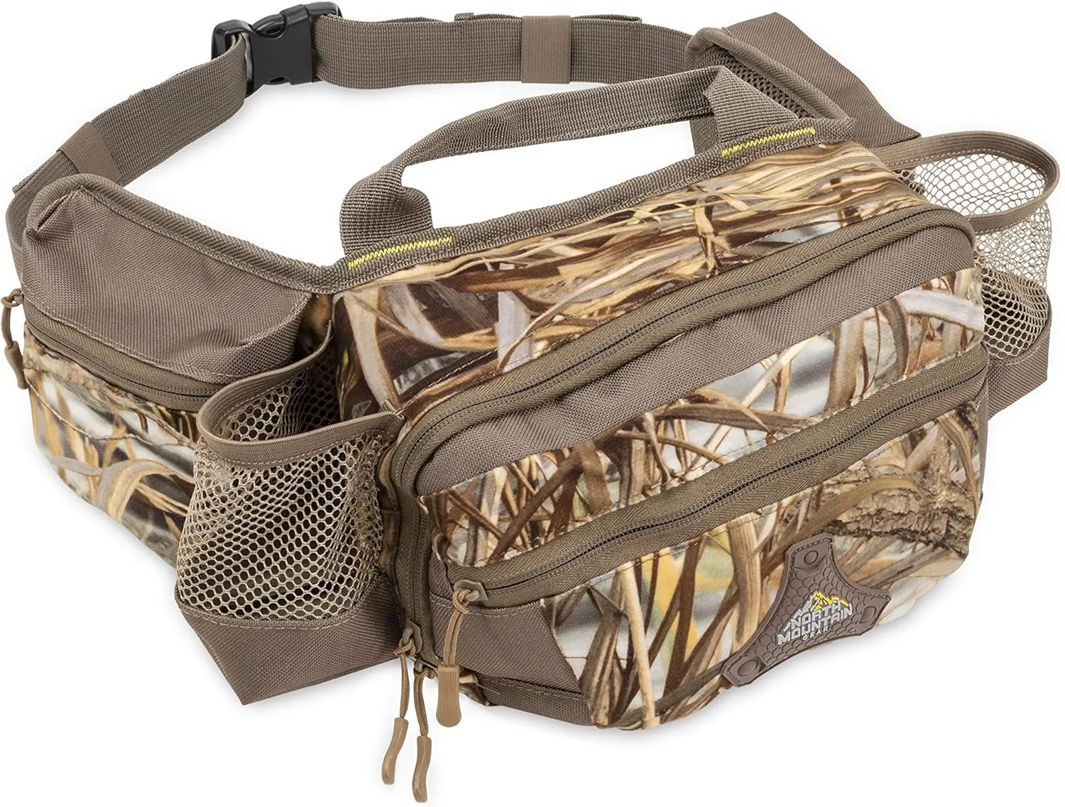 North Mountain Gear Camouflage Fanny Pack Lightweight Waterproof Military Hunting Climbing Camping Accessories (Wetland Brown Duck))