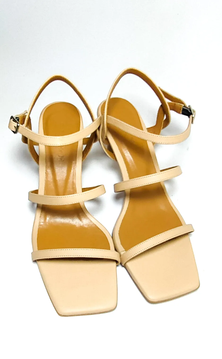 Nude Square Toe Strappy Heels – 7cm