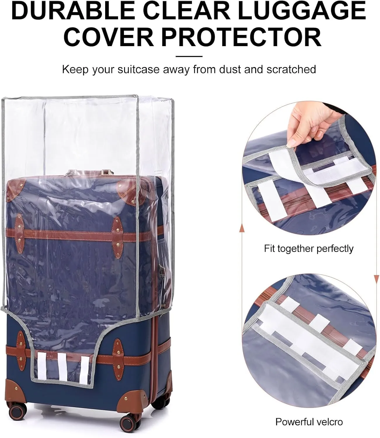 NZBZ Vintage Luggage Sets for Women, PU Leather Retro Suitcase, Vintage Trunk Luggage, Vintage Suitcase Set (Blue, 4-Piece-Set(14/20/24/28))
