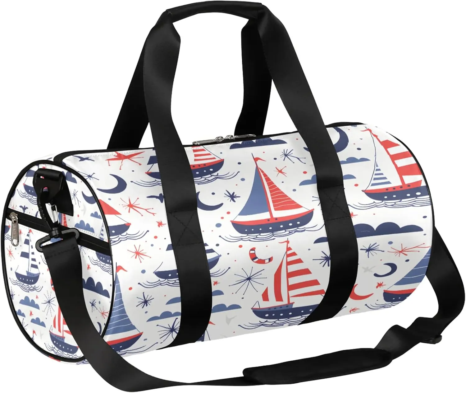 Ocean Sailboat Print Sports Gym Bag for Men Women Lightweight Travel Duffle Bag with Shoulder Strap Waterproof Carry On Weekender Overnight Bag for Travel Sports Gym