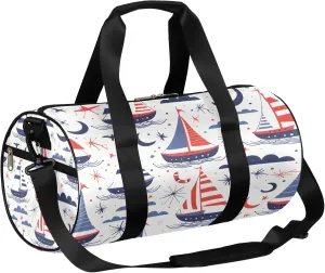 Ocean Sailboat Print Sports Gym Bag for Men Women Lightweight Travel Duffle Bag with Shoulder Strap Waterproof Carry On Weekender Overnight Bag for Travel Sports Gym