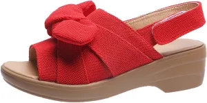 oiangi Bow Platform Sandals for Women Casual Summer Fish Mouth Open Toe Slingback Slipper Solid Comfortable Hook-and-Loop Beach Shoes Sandalias