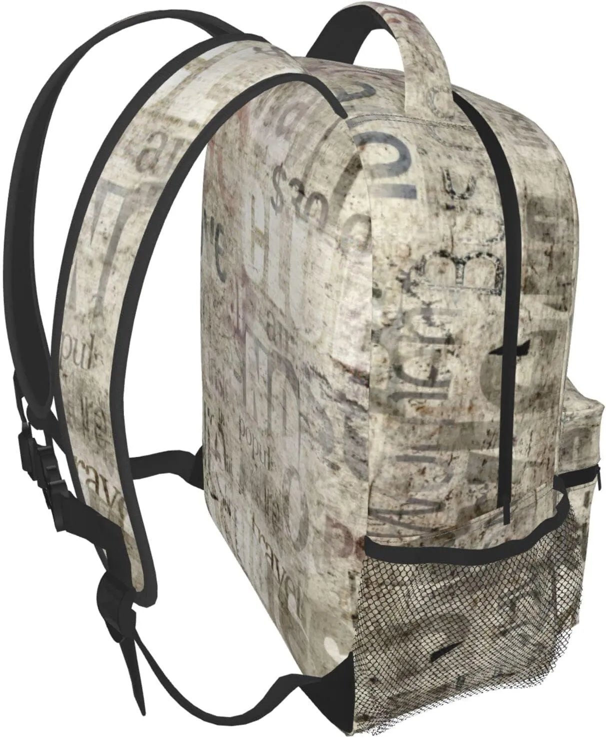 Old Vintage Newspaper Backpack For College School Large Laptop Bag Shoulder Bags Student Bookbag 17 Inch
