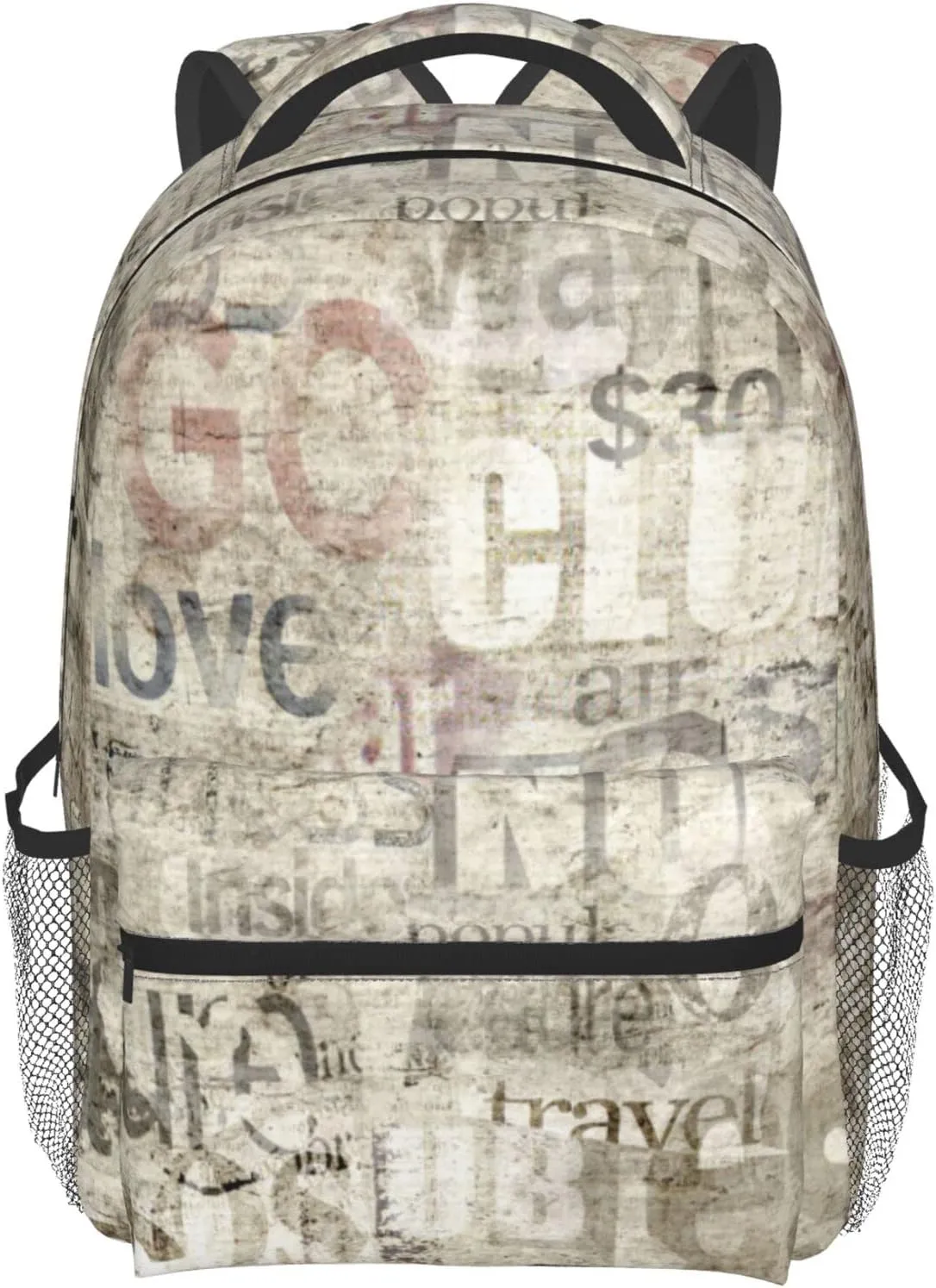 Old Vintage Newspaper Backpack For College School Large Laptop Bag Shoulder Bags Student Bookbag 17 Inch
