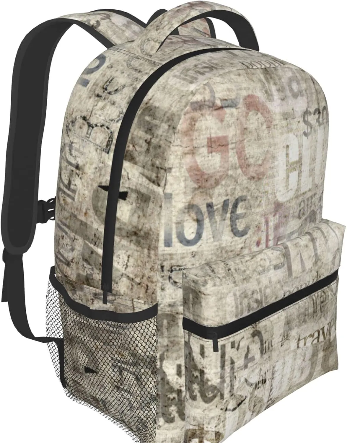 Old Vintage Newspaper Backpack For College School Large Laptop Bag Shoulder Bags Student Bookbag 17 Inch