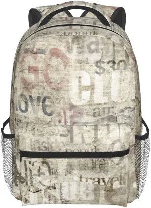 Old Vintage Newspaper Backpack For College School Large Laptop Bag Shoulder Bags Student Bookbag 17 Inch