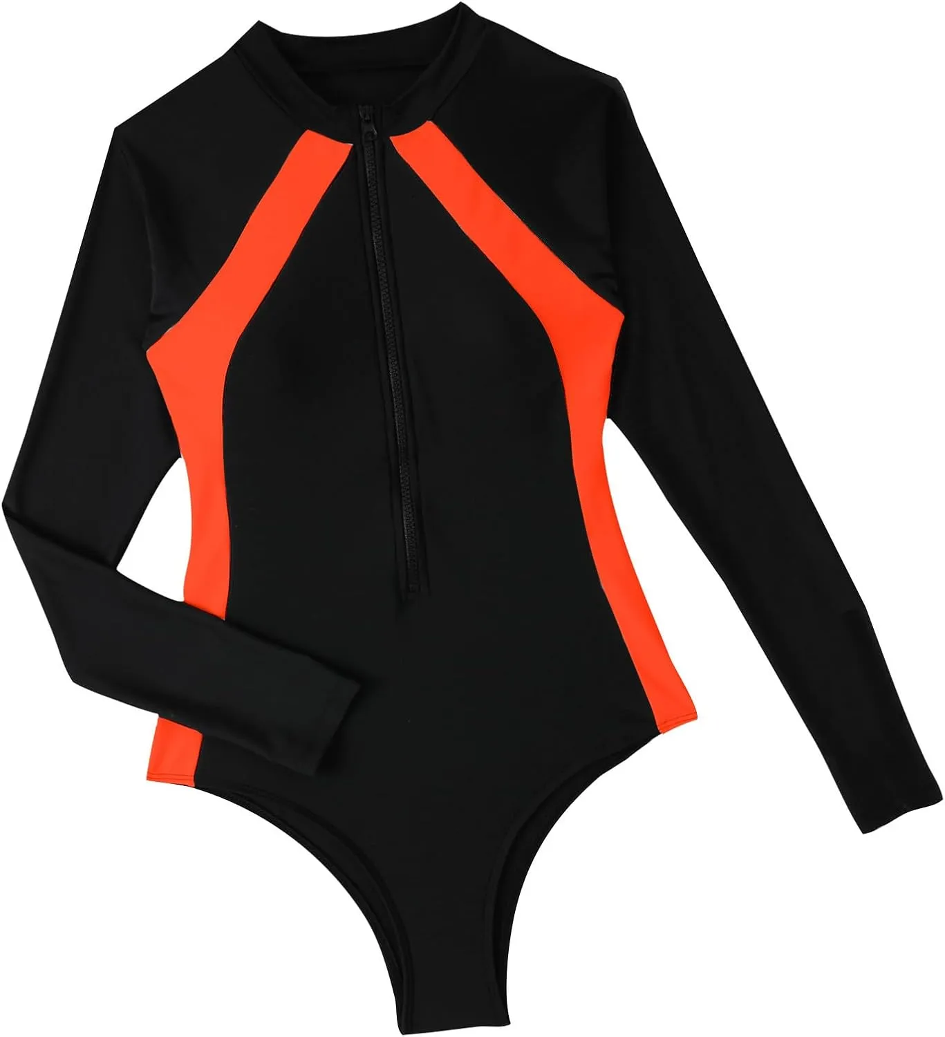 One Piece Swimsuit for Women 2024 Long Sleeve Rash Guard UV Protection Zipped Up Bathing Suit Surfing UPF 50  Swimwear