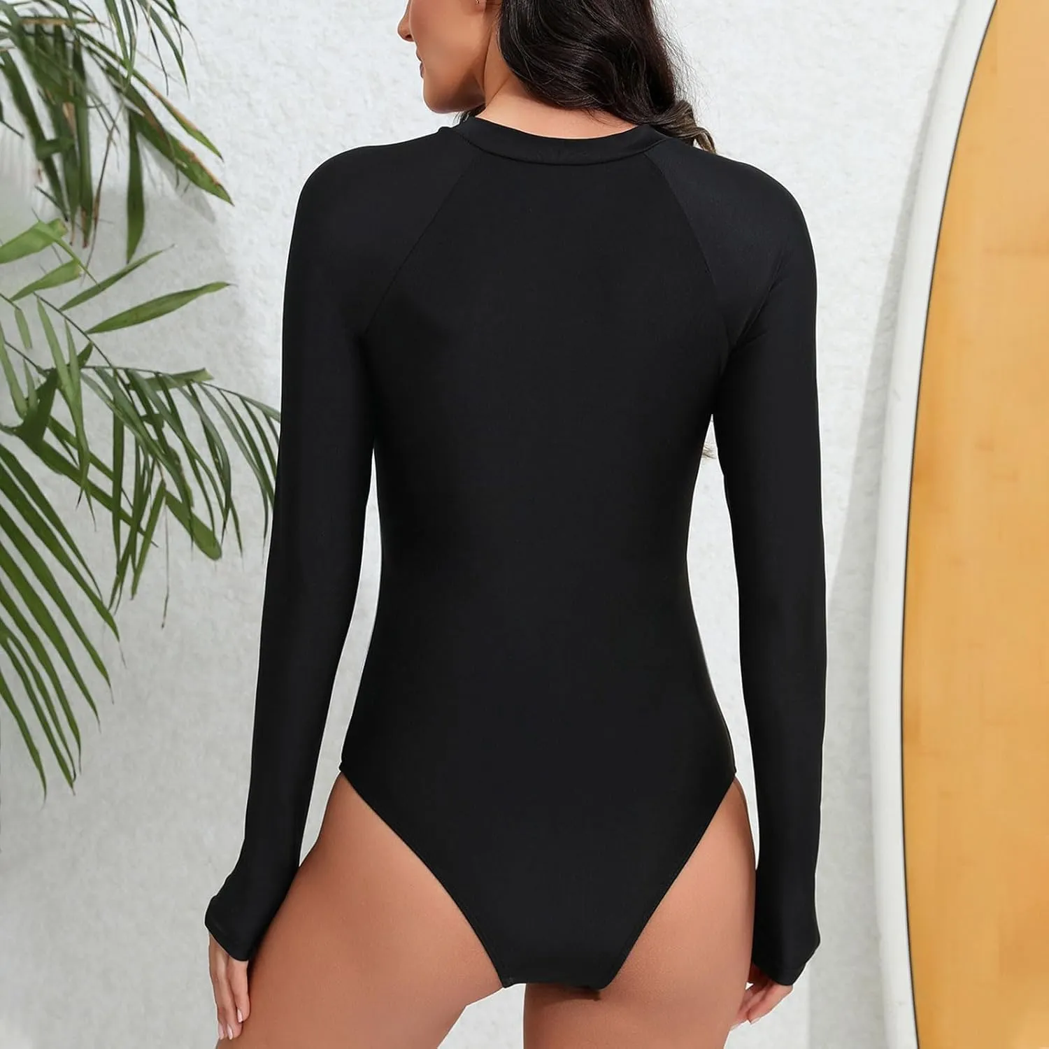 One Piece Swimsuit for Women 2024 Long Sleeve Rash Guard UV Protection Zipped Up Bathing Suit Surfing UPF 50  Swimwear
