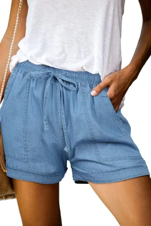 ONLYSHE Womens Casual Drawstring Shorts Summer Elastic Waist Shorts Pocketed Pants