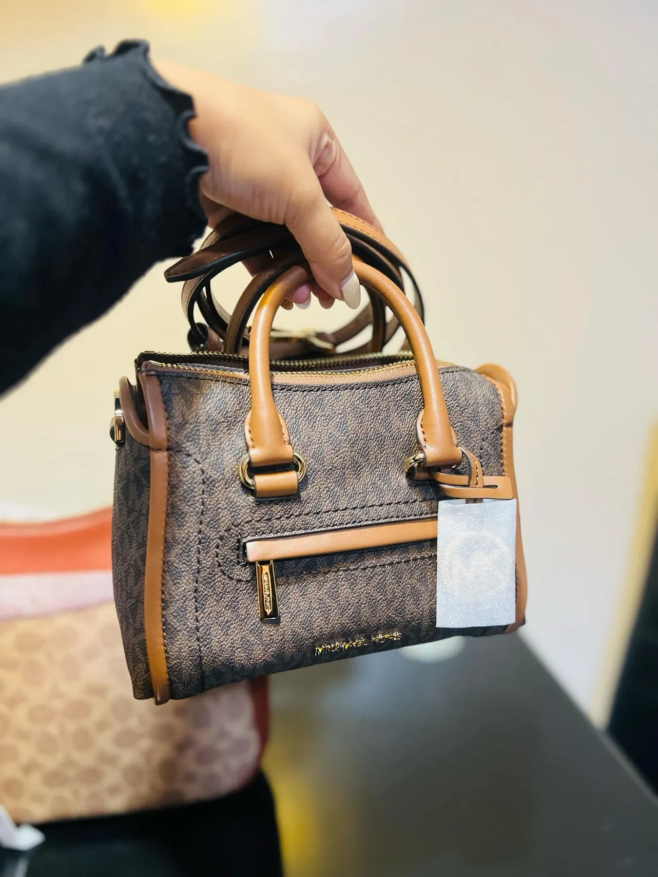 ORIG & IMPORTED MK Carine Extra-Small Logo Satchel Brown Bag