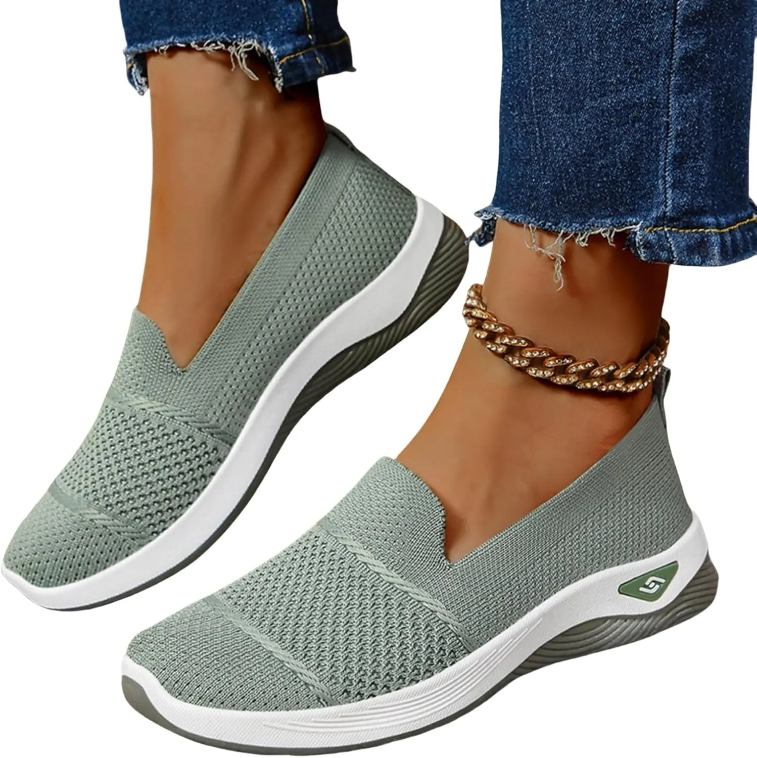 Orthopedic Breathable Slip on Shoes for Women Lightweight Arch Support Sneakers Diabetic Memory Foam Shoes Comfortable Mesh Sandals