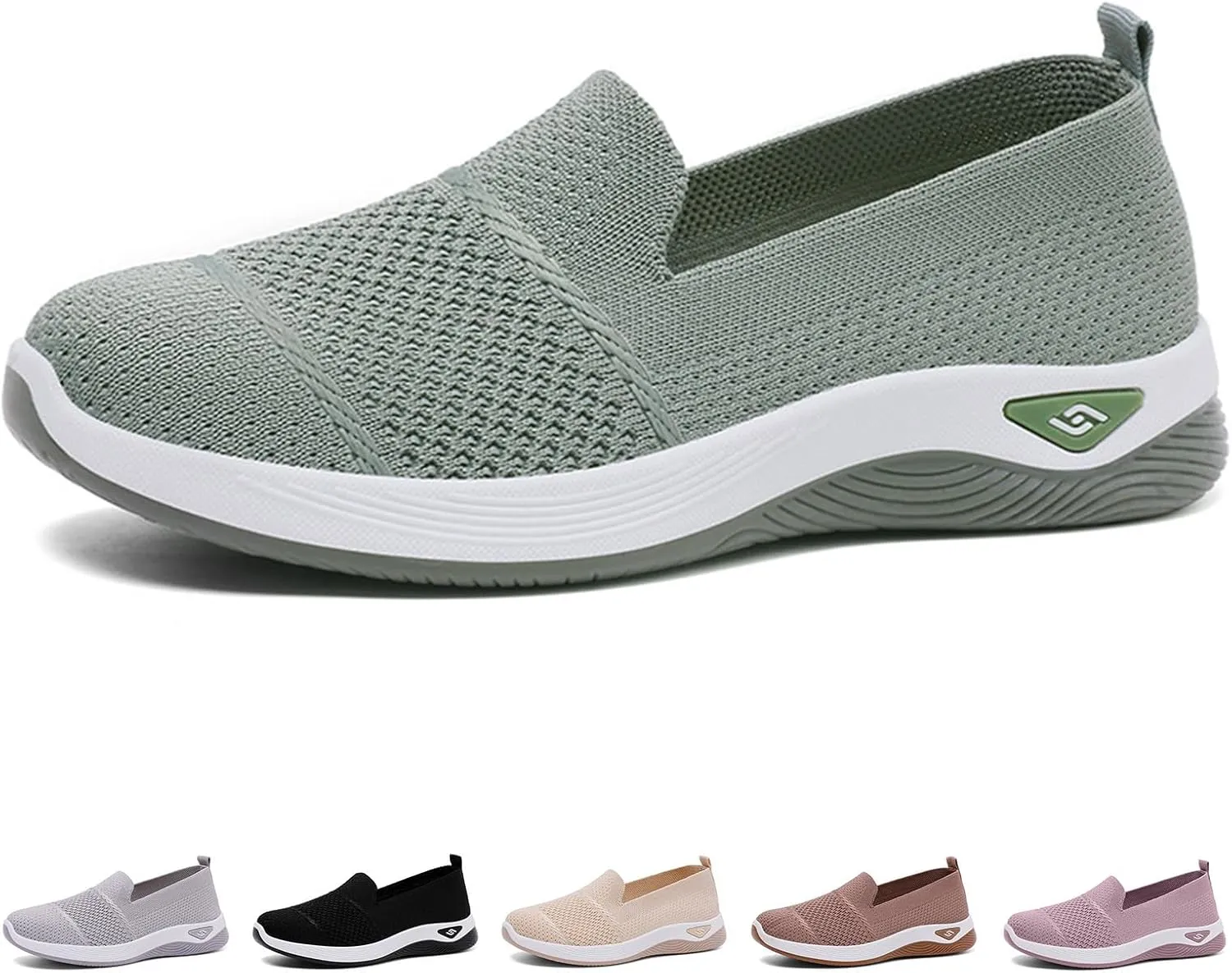 Orthopedic Breathable Slip on Shoes for Women Lightweight Arch Support Sneakers Diabetic Memory Foam Shoes Comfortable Mesh Sandals
