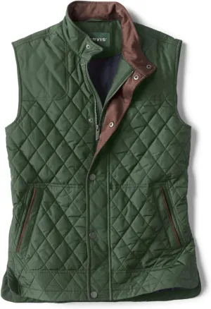 Orvis RT7 Quilted Vest for Men - Versatile Diamond-Quilted Thermoregulating Polyester Weave with Zip and Button Placket